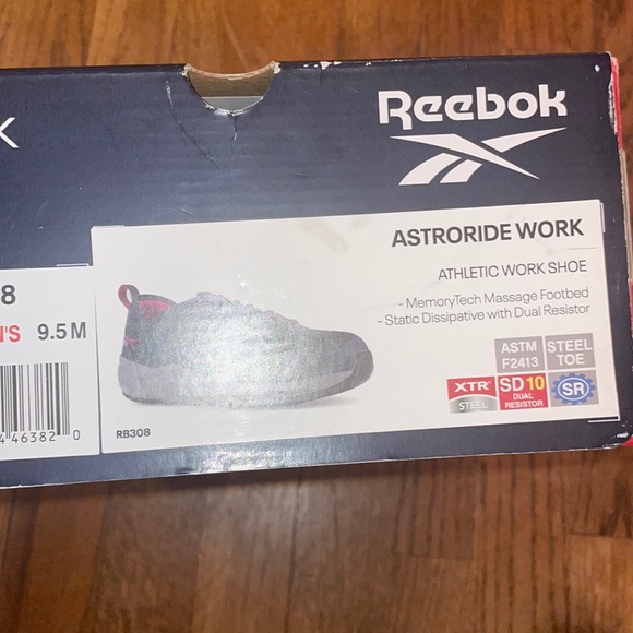 •REEBOK•NWB ASTRORIDE WORK MEMORYTECH MASSAGE FOOTBEED STEEL TOE SHOE SIZE 9.5 - Picture 16 of 16